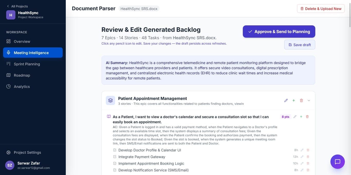 MindMesh generated backlog review and edit